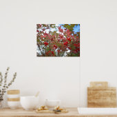 ベリーレッド秋リーフオータムガーデンサンクスギビング ポスター (キッチン)