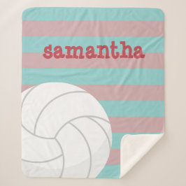 ベリーレッド&アクアジャイアントバレーボールストライプの シェルパブランケット