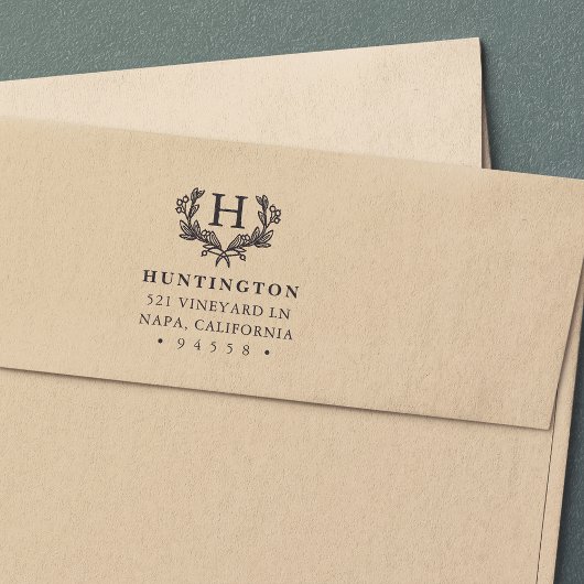 ベリーローレルモノグラム差出人住所スタンプ セルフインキングスタンプ