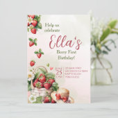 ベリー初夏イチゴ誕生日招待状 招待状 (スタンド正面)