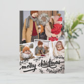ベリー小枝淡い色の木写真コラージュメリークリスマス シーズンカード (スタンド正面)