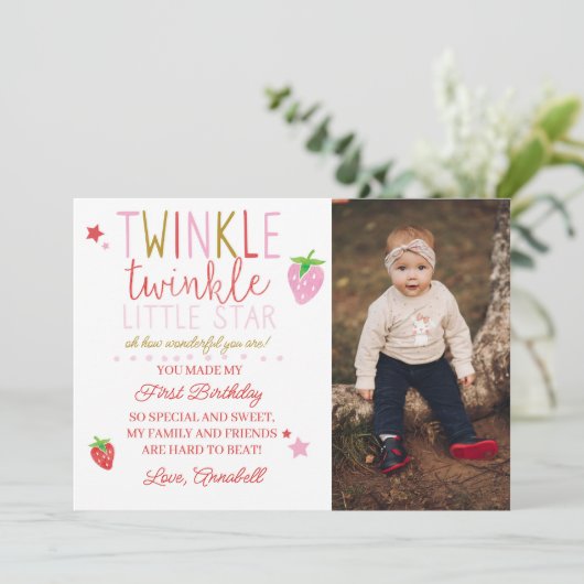 ベリー最初のサンキューカードTwinkleスターのダウンロード 招待状 (スタンド正面)