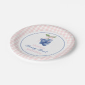 ベリー最初のブルーベリーの誕生日ピンクボウギンガム ペーパープレート (アングル)