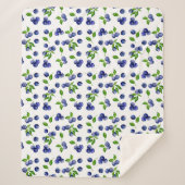 ベリー模様水彩ブルーベリーカットヴィンテージ シェルパブランケット (正面)