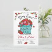 ベリー甘いちご手引き赤ちゃんシャワー 招待状 (スタンド正面)