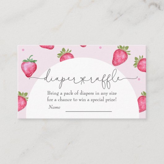 ベリー甘いちご赤ちゃんシャワーおむつラッフル エンクロージャーカード (正面)