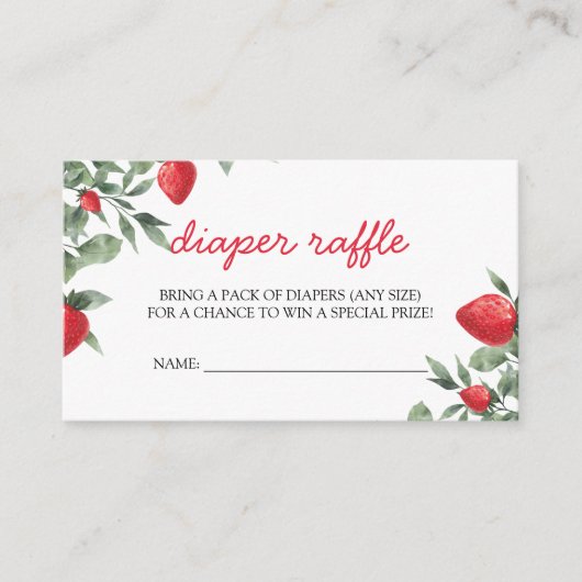 ベリー甘いちご赤ちゃんシャワーおむつラッフル エンクロージャーカード (正面)