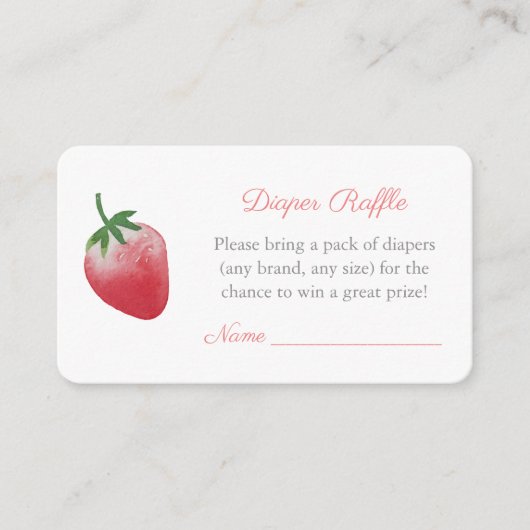 ベリー甘いちご赤ちゃんシャワーおむつラッフル エンクロージャーカード (正面)