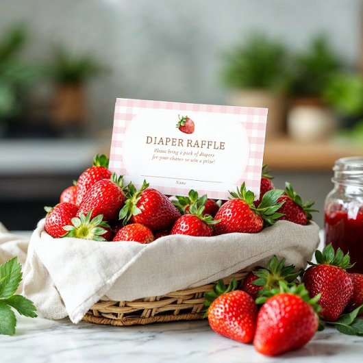 ベリー甘いちご赤ちゃんシャワーおむつラッフル エンクロージャーカード