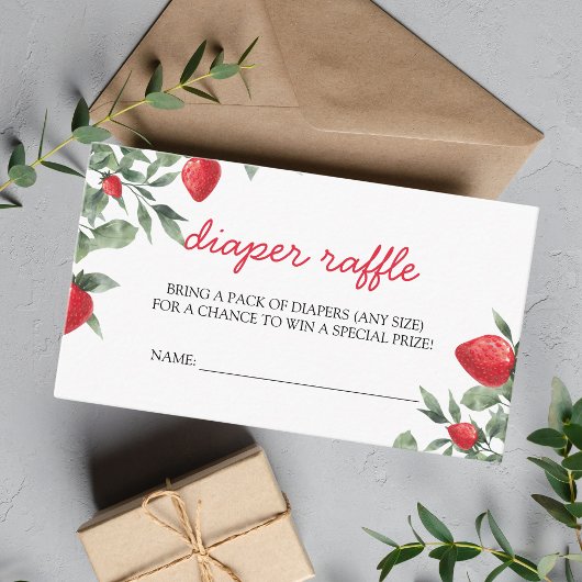 ベリー甘いちご赤ちゃんシャワーおむつラッフル エンクロージャーカード