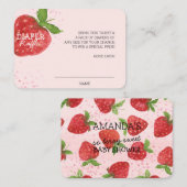 ベリー甘いちご赤ちゃんシャワーおむつラッフル エンクロージャーカード (正面/裏面)