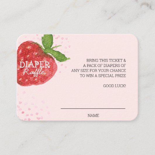 ベリー甘いちご赤ちゃんシャワーおむつラッフル エンクロージャーカード (正面)