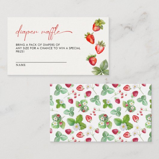 ベリー甘いちご赤ちゃんシャワーおむつラッフル エンクロージャーカード (正面/裏面)
