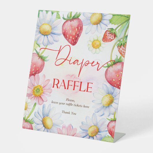 ベリー甘いちご赤ちゃんシャワーおむつラッフル 台座サイン (正面)