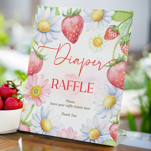 ベリー甘いちご赤ちゃんシャワーおむつラッフル 台座サイン