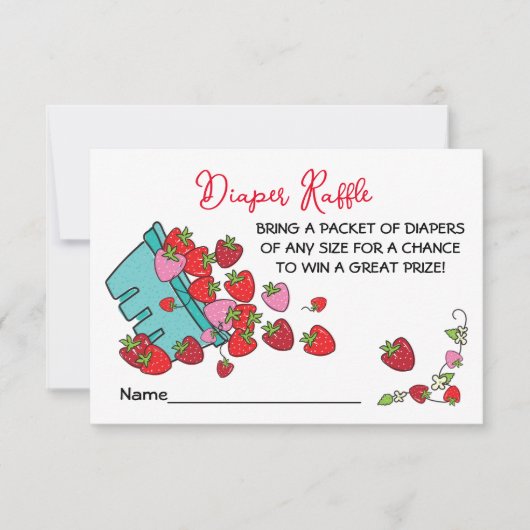 ベリー甘いちご赤ちゃんシャワーおむつラッフル 招待状 (正面)
