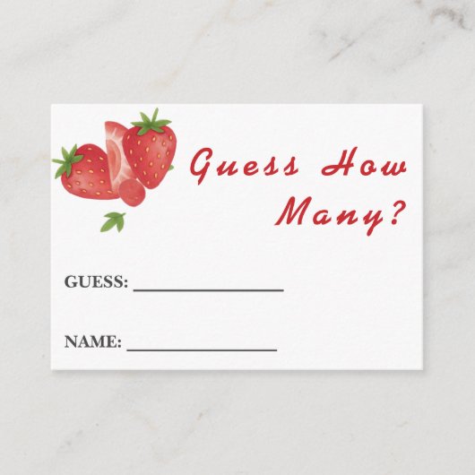ベリー甘いちご赤ちゃんシャワーはいくつかを推測 エンクロージャーカード (正面)