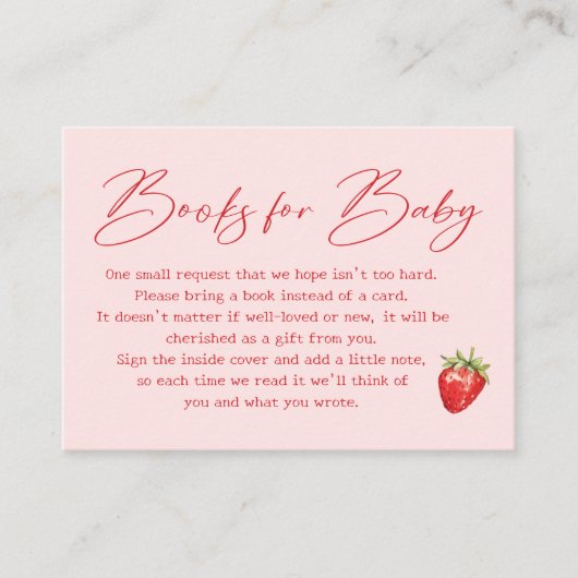 ベリー甘いちご赤ちゃんシャワーブックリクエスト エンクロージャーカード (正面)