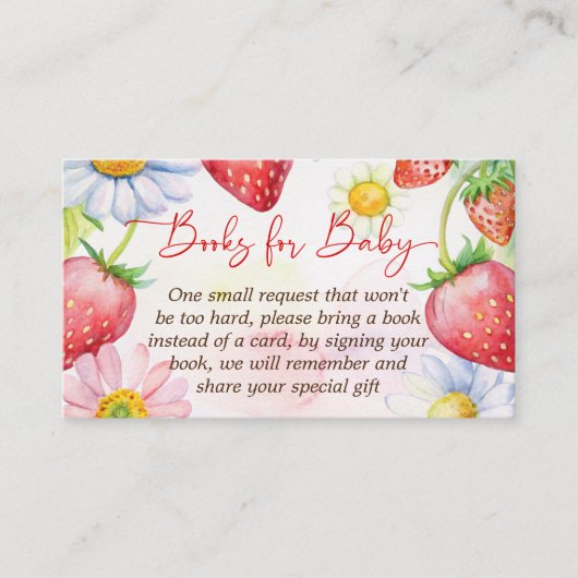 ベリー甘いちご赤ちゃんシャワーブックリクエスト エンクロージャーカード (正面)