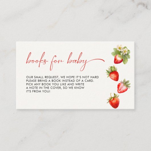 ベリー甘いちご赤ちゃんシャワーブックリクエスト エンクロージャーカード (正面)