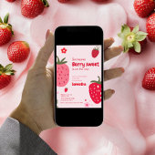 ベリー甘いピンクと赤イチゴの赤い赤いシャワー 招待状