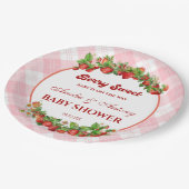 ベリー甘いピンクのイチゴのベビーシャワー ペーパープレート (アングル)