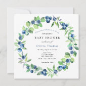 ベリー甘いブルーベリーの赤ちゃんシャワー 招待状 (正面)