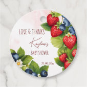 ベリー甘いブルーベリーイチゴのベビーシャワーの好意 フェイバータグ (正面)