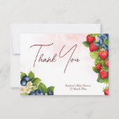 ベリー甘いブルーベリーイチゴのベビーシャワー サンキューカード (正面)