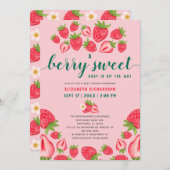 ベリー甘いベビーかわいいイチゴの赤ちゃんシャワー 招待状 (正面/裏面)