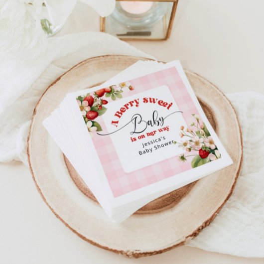 ベリー甘いベビーイチゴの赤ちゃんシャワー スタンダードカクテルナプキン