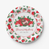 ベリー甘いベビーピンクのストロベリーガールベビーシャワー ペーパープレート (正面)