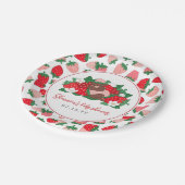 ベリー甘いベビーピンクのストロベリーガールベビーシャワー ペーパープレート (アングル)