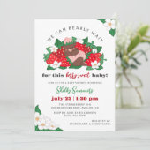 ベリー甘いベビーピンクのストロベリーガールベビーシャワー 招待状 (スタンド正面)