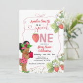 ベリー甘いワンストロベリーハンドドロン1歳の誕生日 招待状 (スタンド正面)