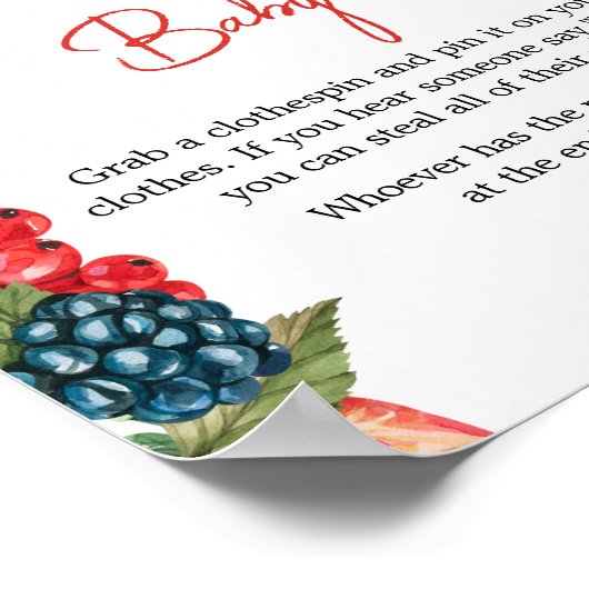 ベリー甘い夏の赤ちゃんシャワー言わないベビー ポスター (角)