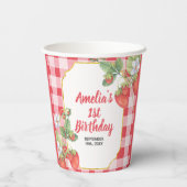 ベリー甘い水の色イチゴ1st誕生日 紙コップ (裏面)