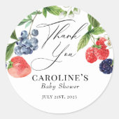 ベリー甘い水の色ベリーベビーシャワーのお気に入り ラウンドシール (正面)