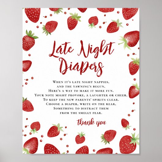 ベリー甘い深夜おむつメッセージテーブルサイン ポスター (正面)
