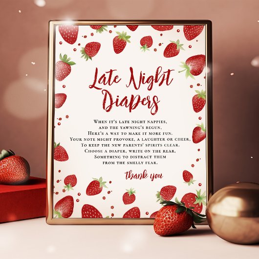 ベリー甘い深夜おむつメッセージテーブルサイン ポスター