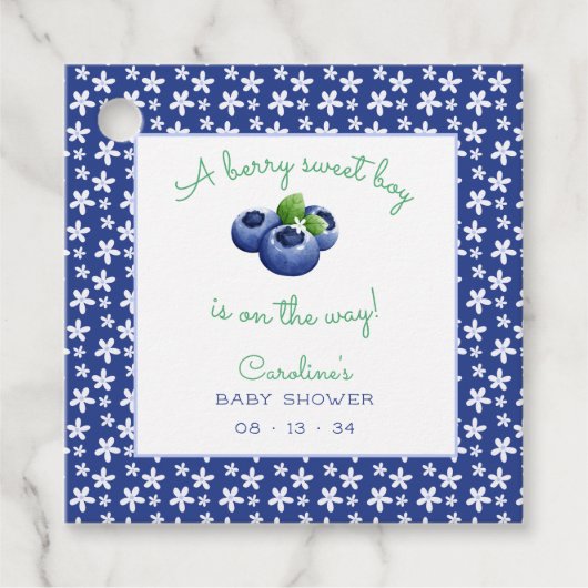 ベリー甘い男の赤ちゃんシャワーブルーベリー フェイバータグ (正面)