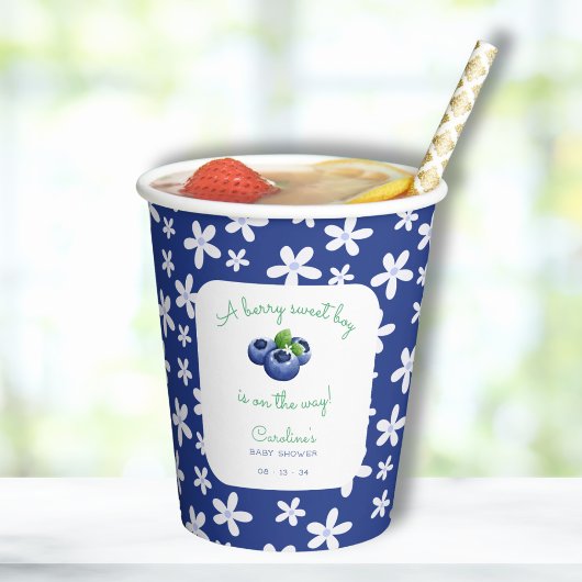 ベリー甘い男の赤ちゃんシャワーブルーベリー 紙コップ