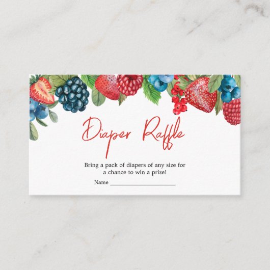ベリー甘い赤ちゃんシャワーおむつラッフル エンクロージャーカード (正面)