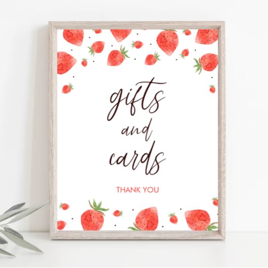 ベリー甘い赤ちゃんシャワーのギフトとカードサイン ポスター