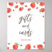 ベリー甘い赤ちゃんシャワーのギフトとカードサイン ポスター (正面)