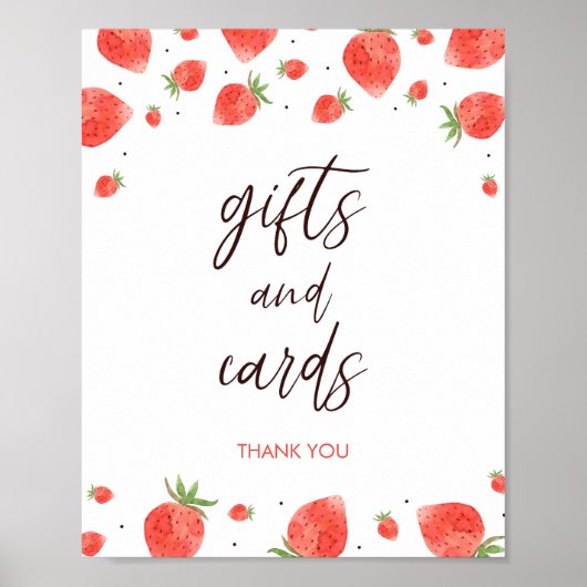 ベリー甘い赤ちゃんシャワーのギフトとカードサイン ポスター (正面)