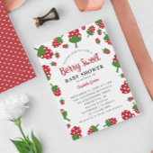 ベリー甘い赤ちゃんシャワーストロベリーモダンかわいい 招待状