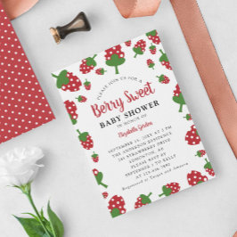 ベリー甘い赤ちゃんシャワーストロベリーモダンかわいい 招待状