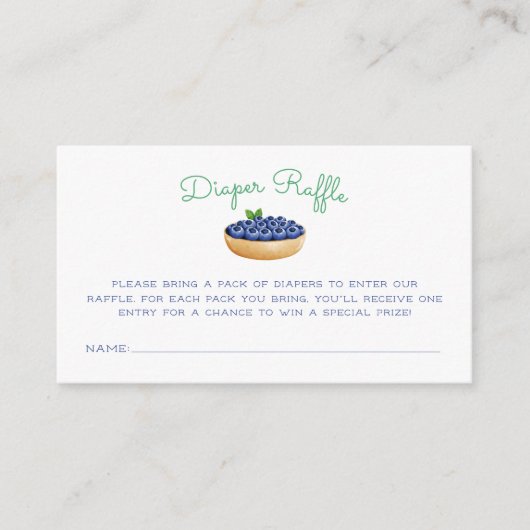 ベリー甘い赤ちゃんシャワーブルーベリーオムツラッフル エンクロージャーカード (正面)
