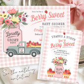ベリー甘い農家市場かわいい赤ちゃんガールシャワー サンキューカード